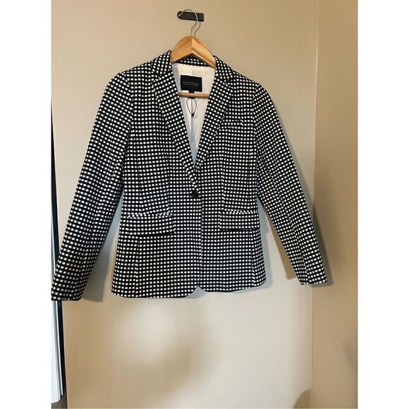 Banana Republic Women’s Size 00 One Button Blazer Black White Gingham Plaid NWOT - Picture 10 of 13